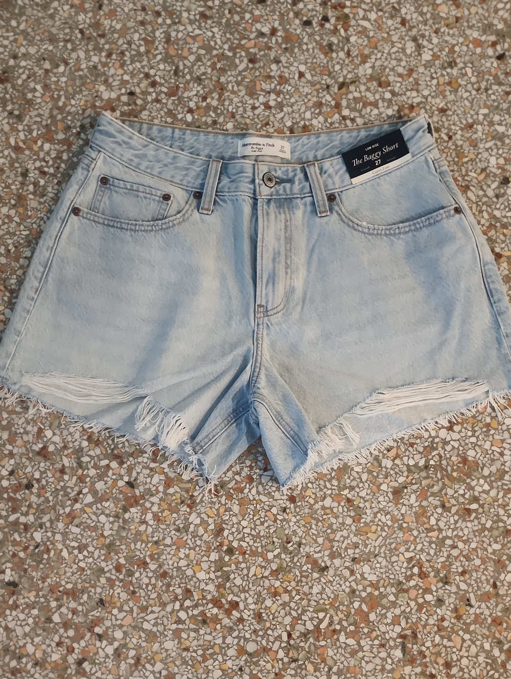 Abercrombie & Fitch Light Blue Frayed Hem Denim Shorts